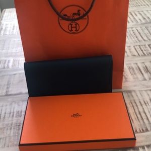 Hermès MC2 Fleming leather wallet in blue indigo